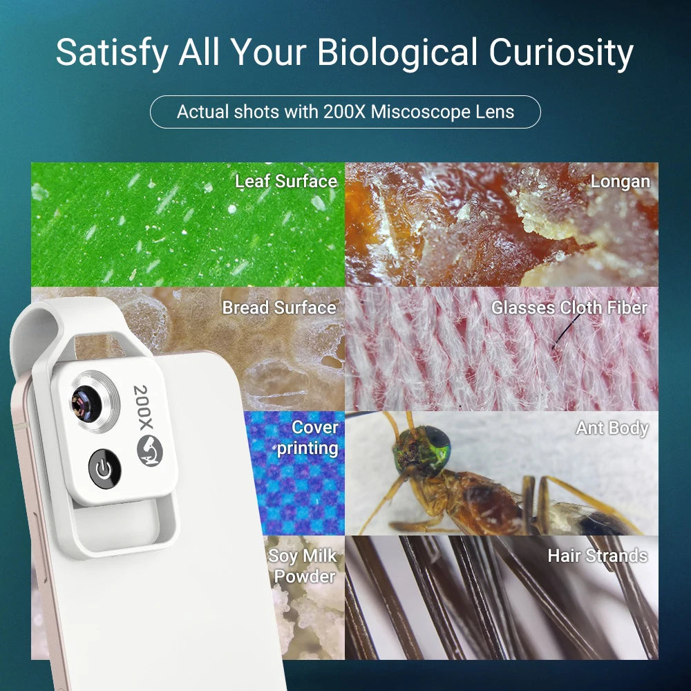 Lente Microscopio para Teléfono 100X/200X con Clip
