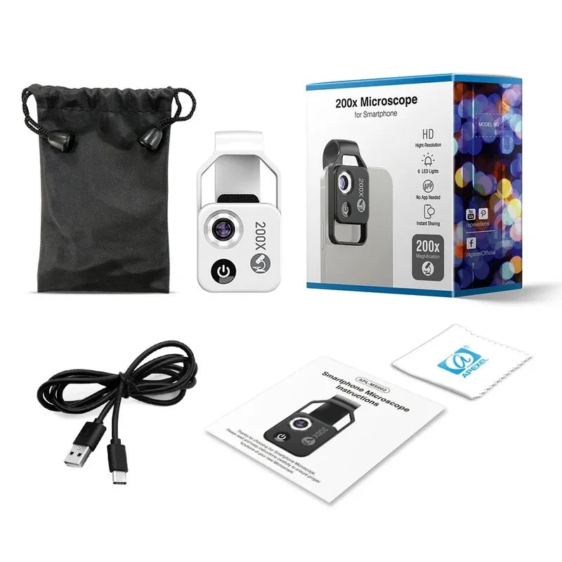 Lente Microscopio para Teléfono 100X/200X con Clip