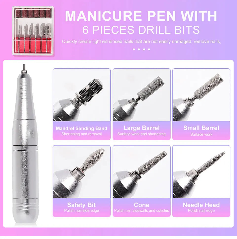 Taladro eléctrico recargable para uñas, 45000RPM7