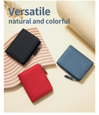 Cartera Corta Cuero Genuino - Estilo Japonés RFID