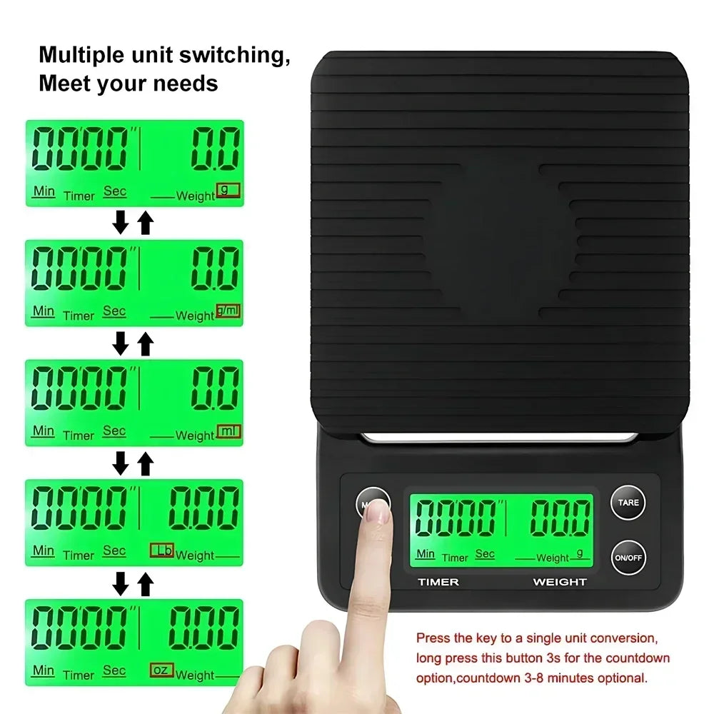 Báscula Digital Multifunción para Café con Temporizador