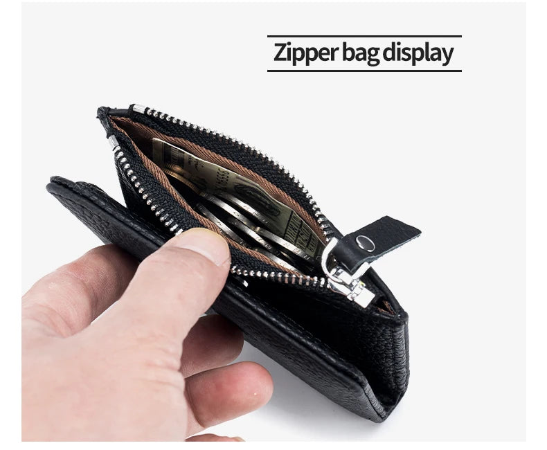 Cartera Corta Cuero Genuino - Estilo Japonés RFID