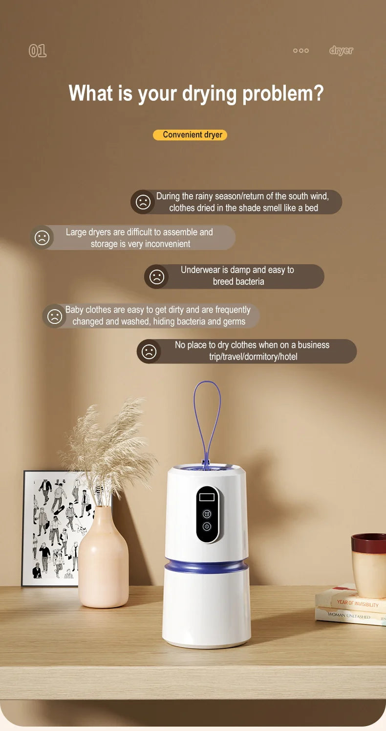 Secadora Portátil Mini de Viaje - Calentamiento PTC