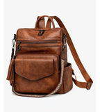 Mochila Retro Impermeable PU - Antirrobo Mujer