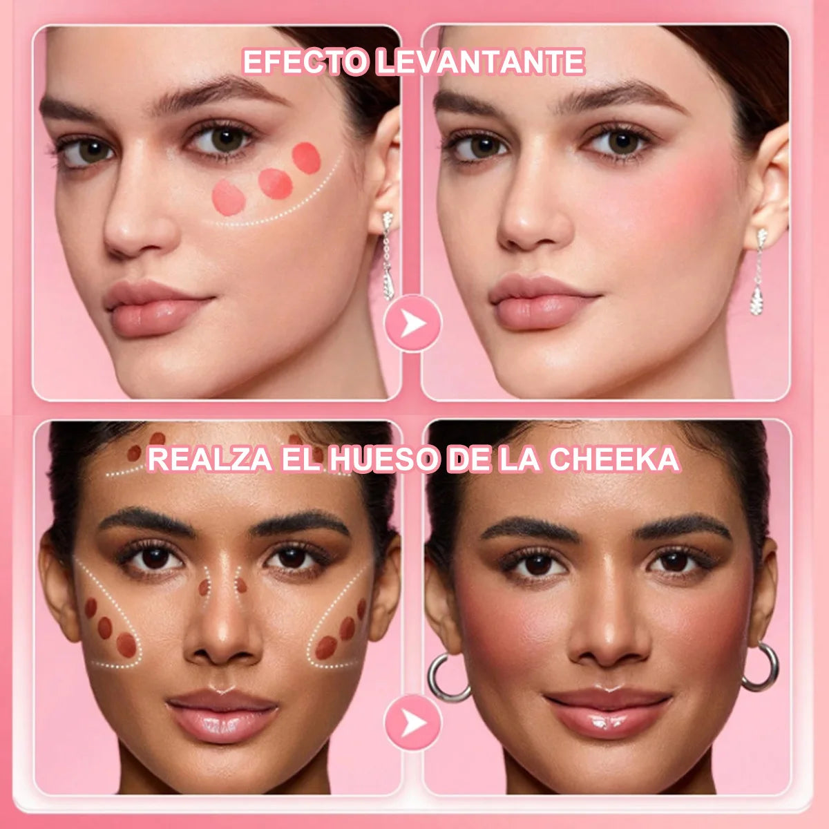 💖 Rubor SANIYE® con Pincel Integrado – 6 Tonos Naturales