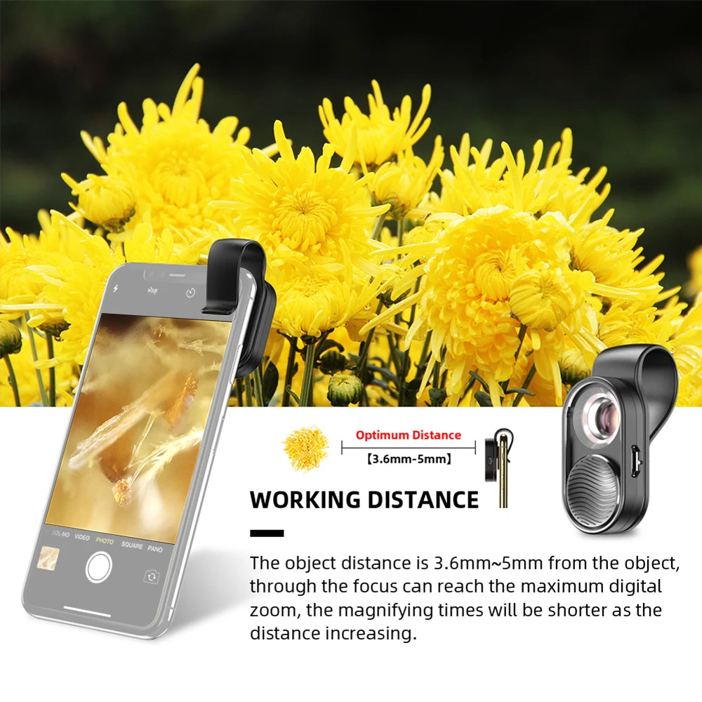 Lente Microscopio para Teléfono 100X/200X con Clip