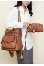 Mochila Retro Impermeable PU - Antirrobo Mujer