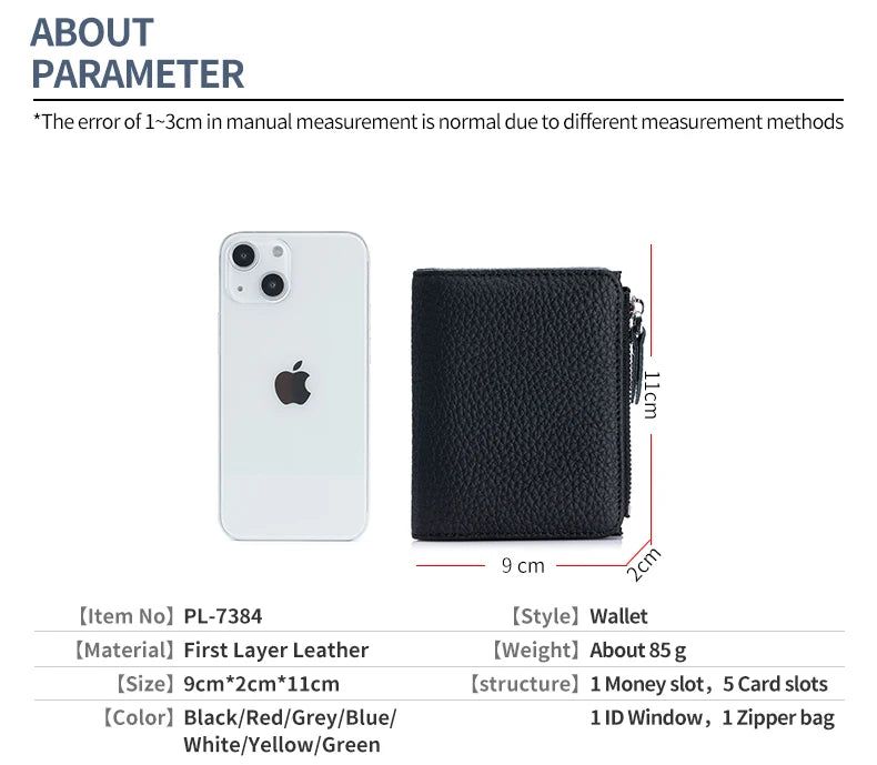 Cartera Corta Cuero Genuino - Estilo Japonés RFID