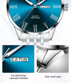 Reloj OLEVS de acero inoxidable para hombre, estilo empresarial minimalista, de lujo,