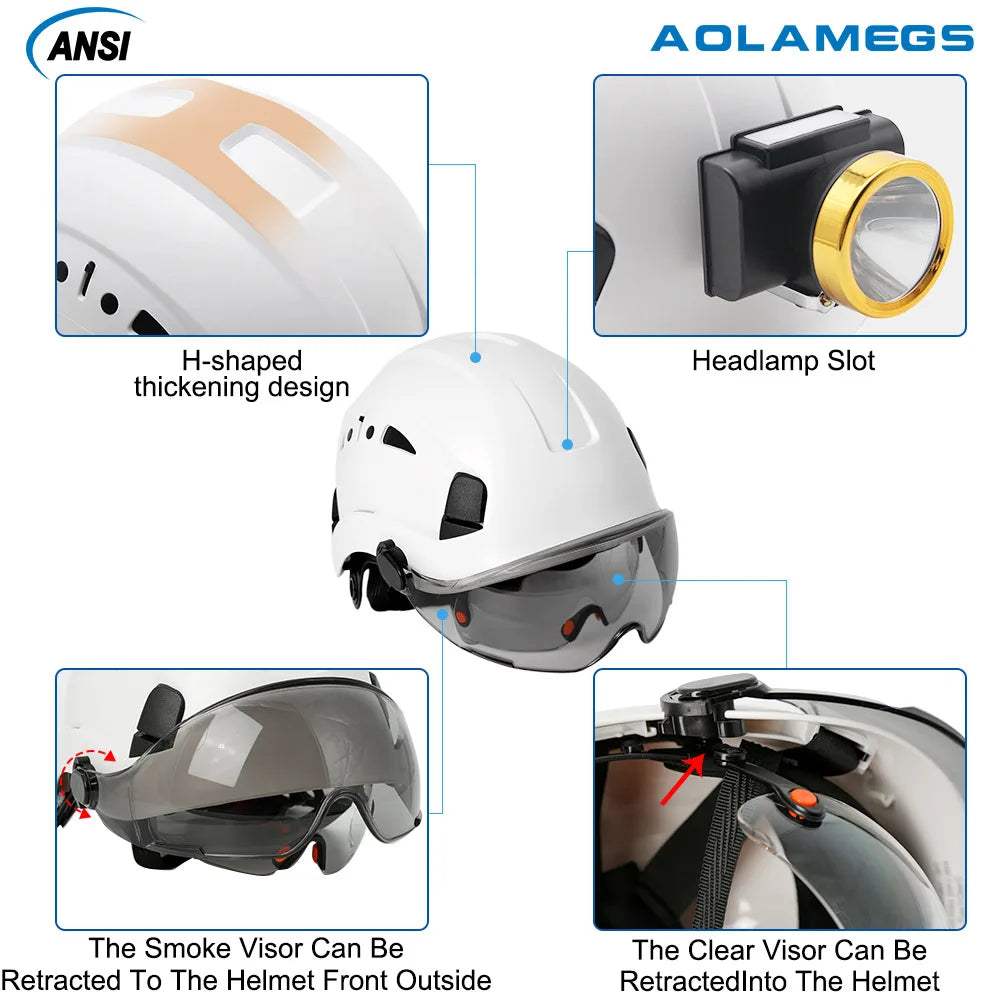 Casco de Seguridad CE con Doble Visera y Gafas