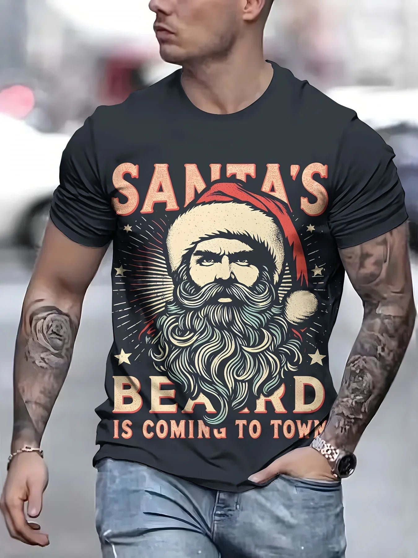Camiseta Navideña Papá Noel - Manga Corta Hombre
